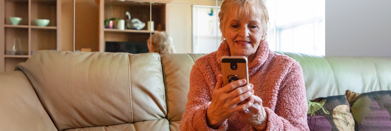 Older women using a mobile phone